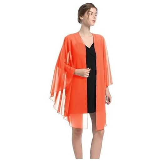 GIBZ scialle coprispalle donna, chiffon mantella per abito da sera, elegante coprispalle per cerimonia matrimonio sposa festa, arancione