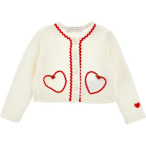 Monnalisa cardigan cuori e dettagli ricamo