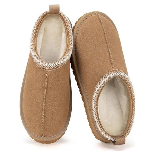 Mishansha pantofole donna invernali pelose chiuse comode antiscivolo morbide calde ciabatte, per casa e uso esterno nero 42 eu