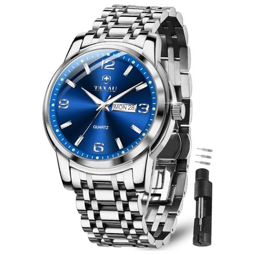 Banchetto TAXAU Orologio Uomo Lusso – Quarzo, Cassa 41mm, Impermeabile 30 ATM, Cinturino Acciaio