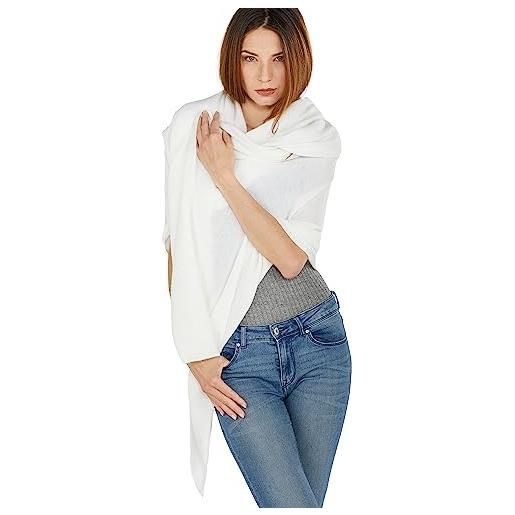 NEO B - CASHMERE | maxi stola | 200x60cm | 100% cashmere | filato cardiff | unisex | made in italy | bianco|