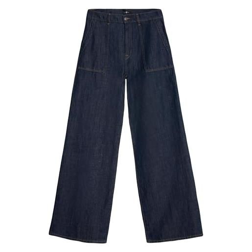7 For All Mankind lotta blueberry with utility pockets jeans, blu scuro, 32w donna