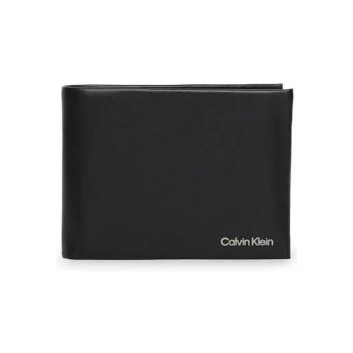 Calvin Klein portafoglio uomo concise trifold piccolo, nero (ck black), taglia unica