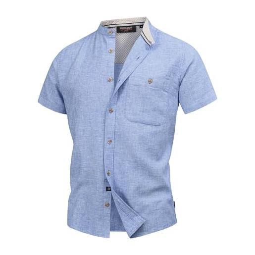 Indicode uomini inhelmer shirt | camicia a maniche corte con collo alla coreana palace blue m