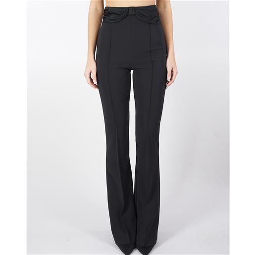 ELISABETTA FRANCHI pantaloni nero in crêpe con fiocco in raso