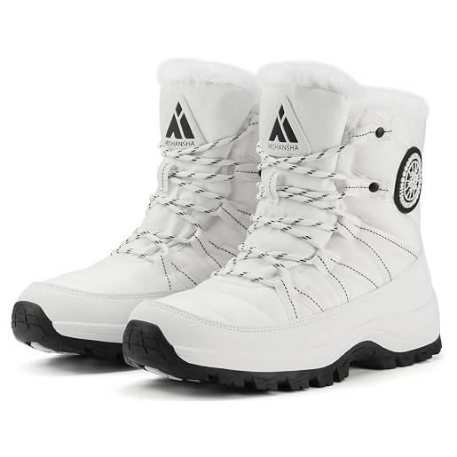 Mishansha donna stivali da neve invernali scarpe all'aperto stivaletti antiscivolo, avorio 39