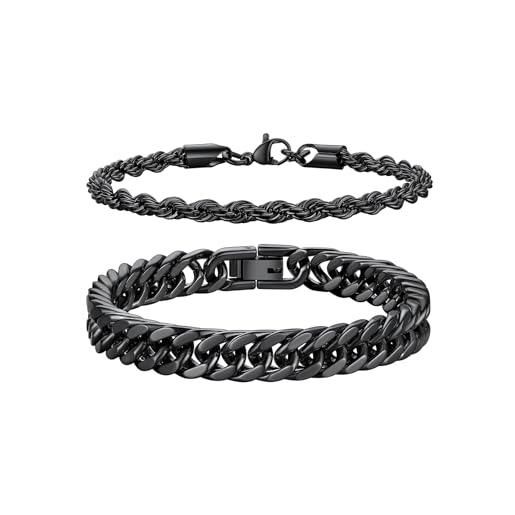 Bracciale Uomo In Argento Bracciali A Catena Cubana In Acciaio Inossidabile Da Uomo Grosso 845370 - Foto 10