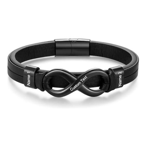 Bracciale Infinity In Pelle Intrecciata: Marrone Antico, Gioielli Per Coppie - Italia - Foto 2