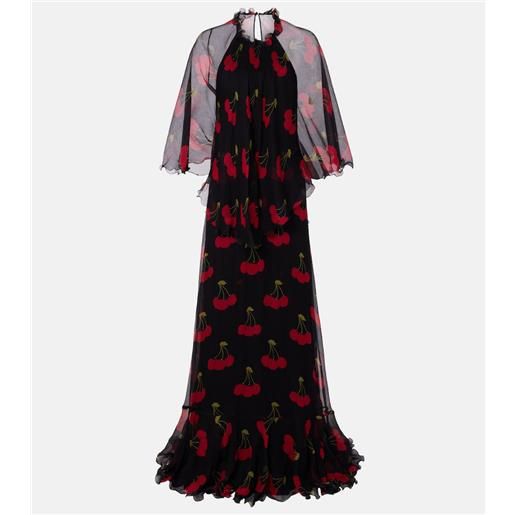 Valentino abito lungo in chiffon crepponne