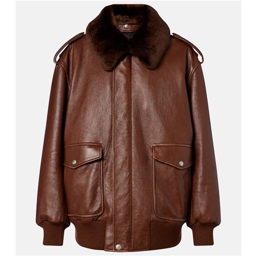 Prada bomber in pelle con shearling