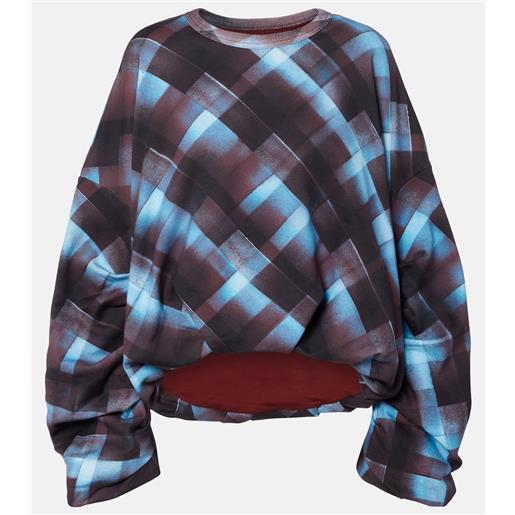 Dries Van Noten felpa in cotone a quadri