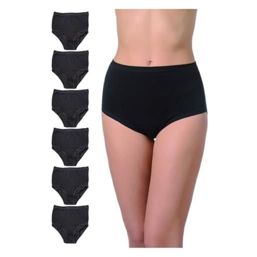 Dafne set 6 culotte donna in cotone elasticizzato, comoda e traspirante, bianco e nero, taglie s-5xl (it, testo, 5xl, regular, regular, nero)