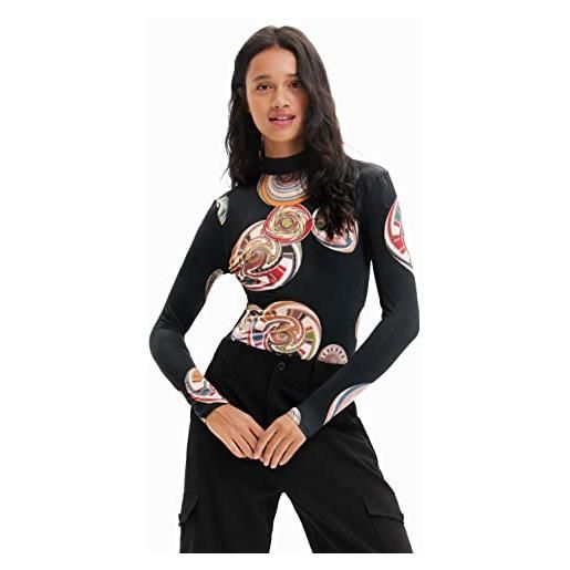 Desigual corpo camicia da donna, nero, xl