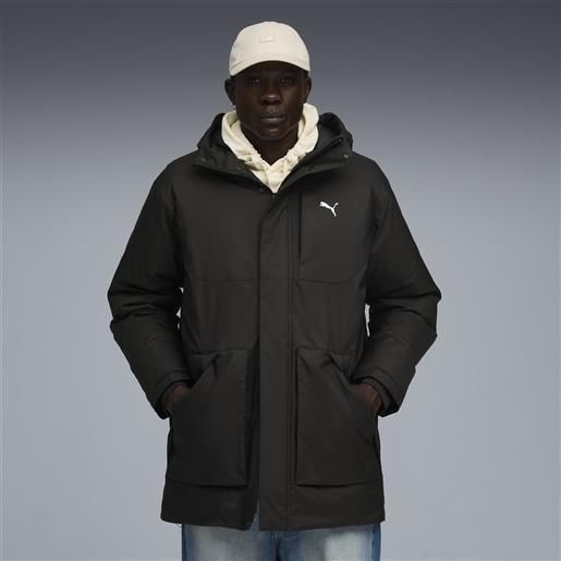 PUMA parka con cappuccio da uomo, abbigliamento, nero, s