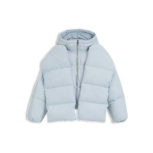 BOSS giubbotto imbottito idrorepellente con maniche e sciarpa rimovibili, celeste