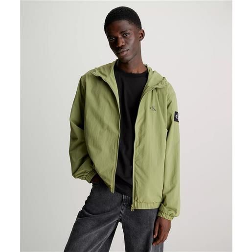 Calvin klein jeans giacca a vento in nylon con cappuccio taglio relaxed uomo
