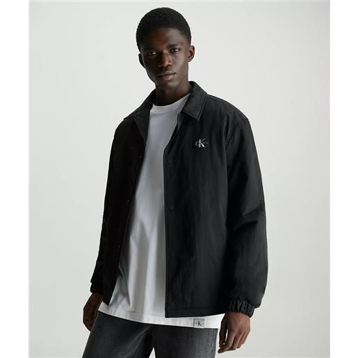 Calvin klein jeans giacca skater con monogramma nera uomo