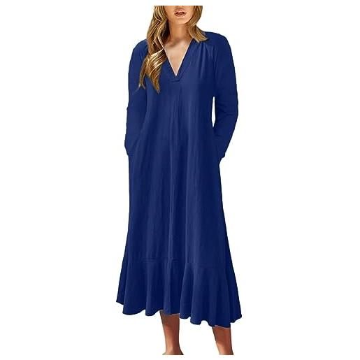 Per Donna Abito Midi Vestito Estivo Abito A Trapezio Vacanza Casual Boho Uscire Spiaggia Grafico Manica Lunga Scollo A V Giallo Blu Verde Estate Prima P17433515