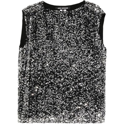Junya Watanabe x comme des garçons canotta con paillettes - nero
