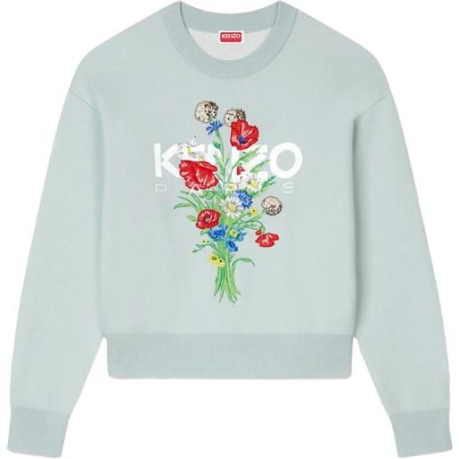 Kenzo maglione girocollo con ricamo a fiori - blu