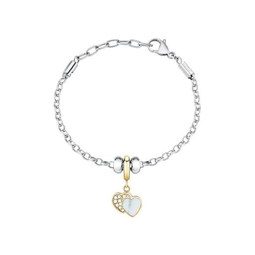 Morellato bracciale donna in acciaio, cristalli, collezione drops, cuori, gioiello donna - scz1371