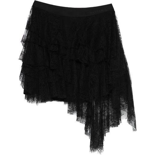 Alexander McQueen gonna in pizzo con ruches - nero