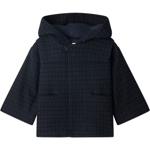 Bonpoint cappotto timo a quadri con cappuccio - blu