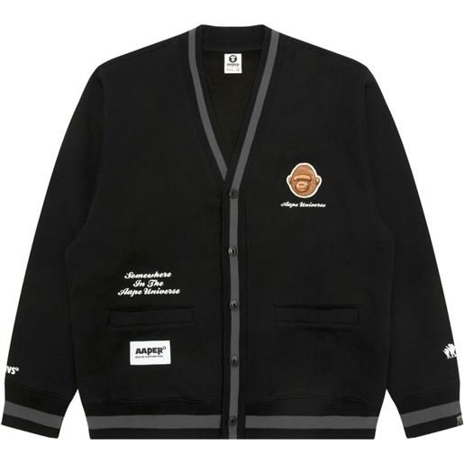 AAPE BY *A BATHING APE® cardigan con ricamo testa di scimmia - nero