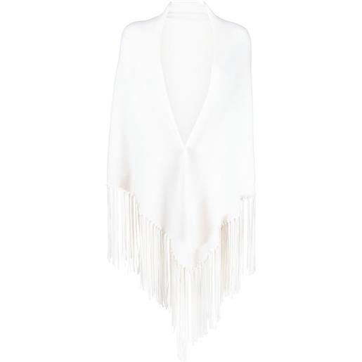 Malo mantella con frange - bianco