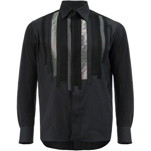 Shiro Sakai shigoto x Shiro Sakai striped applique shirt - nero