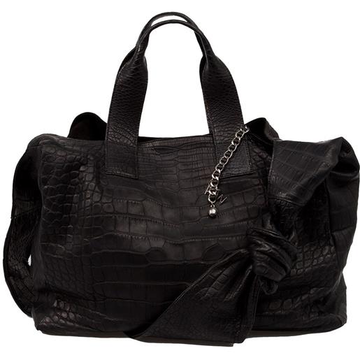 Alexa Wagner crocodile skin tote - nero