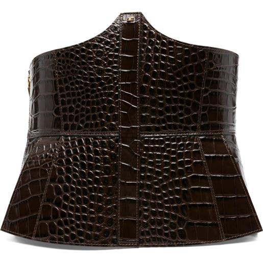 Elisabetta Franchi cintura con effetto coccodrillo - marrone