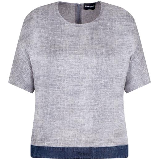 Giorgio Armani blusa con dettaglio denim - grigio