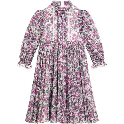 Dolce & Gabbana Kids abito a fiori con ruches - rosa