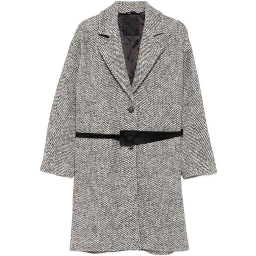 LIU JO cappotto con cintura e motivo pied-de-poule - grigio
