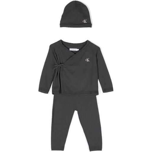 Calvin Klein Kids set di tre tutine con ricamo - grigio
