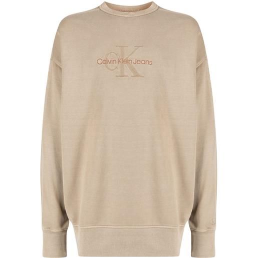 Calvin Klein felpa con ricamo - toni neutri