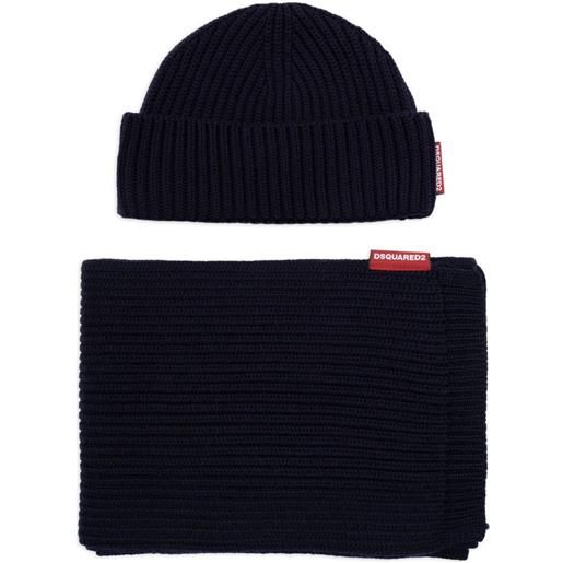 DSQUARED2 berretto a coste in lana - blu