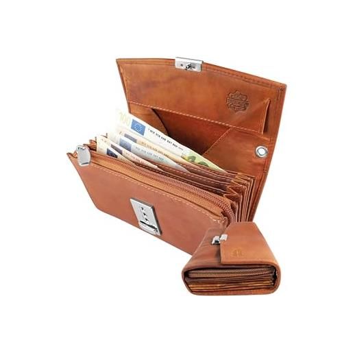 LEONARDO VERRELLI portafoglio da cameriere unisex in vera pelle bovina, 17 x 10,5 x 4 cm, 3000499, cognac, 17 cm x 10,3 cm x 4,2 cm, classico