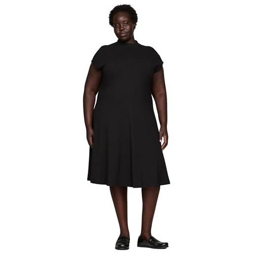 Tommy Hilfiger donna abito rib dress maniche corte, nero (black), 58