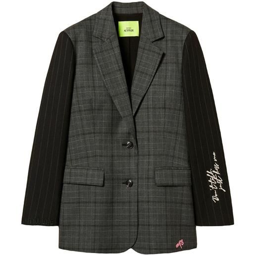 TWINSET blazer a quadri con ricamo - grigio