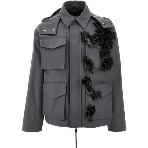Coccinelle giacca franz con decorazione a fiori - grigio