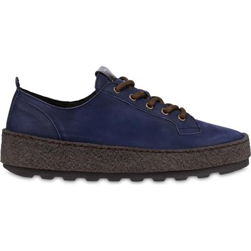 POLLINI derby greenwich in vitello cerato - blu