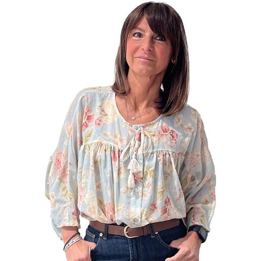 Vicolo blusa donna manica lunga fantasia fiori 100% cotone vicolo td2297