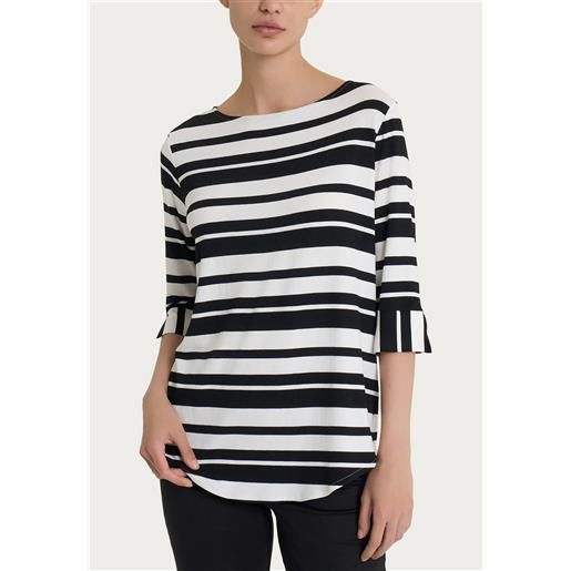 Ragno maglia donna manica tre quarti a righe viscosa leggera ragno dp55tw