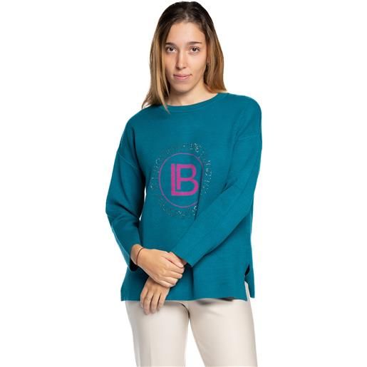 Laura Biagiotti maglia con logo jaquard e strass laura biagiotti lb24i3005