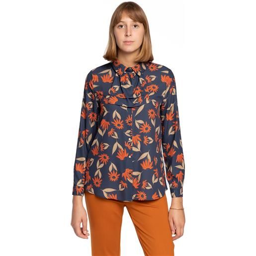 Laura Biagiotti camicia in raso fantasia con collo jabot laura biagiotti lb24i1510