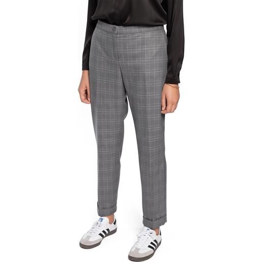 Luisa Viola pantalone dritto grigio a quadri con risvolto luisa viola p094f1-7316