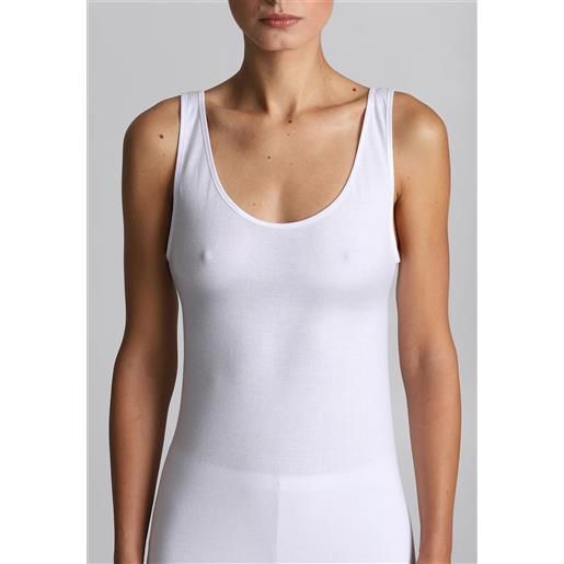 Canottiera Donna In Cotone Mercerizzato - Spalla Larga, Made In Italy, Perfetta Sotto O Come Top - Foto 8