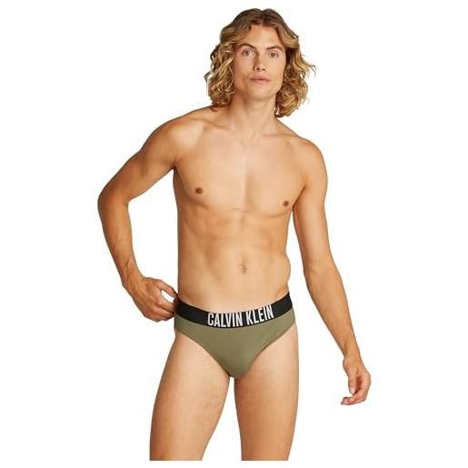 Calvin Klein uomo slip da bagno brief con fascia con logo, verde (burnt olive), s
